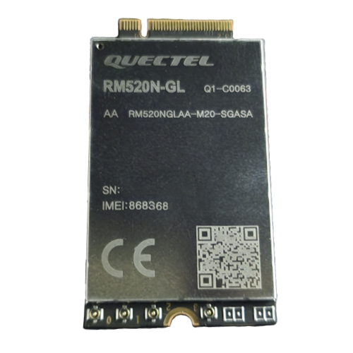 An image of the Quectel RM520N-GL 5G modem. It is a view of the front of the modem component itself.
